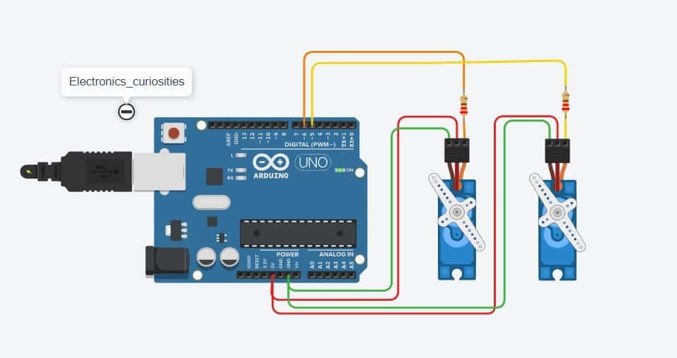 Two Servo Motors Connection using Arduino Board