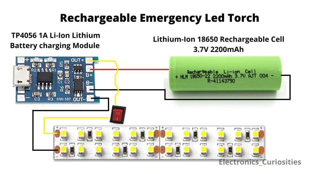 How to make emergency light at home. Circuit diagram for emergency led light torch.