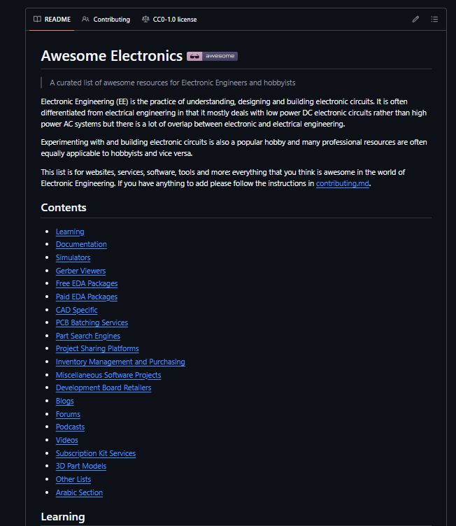 Awesome Electronics github repository